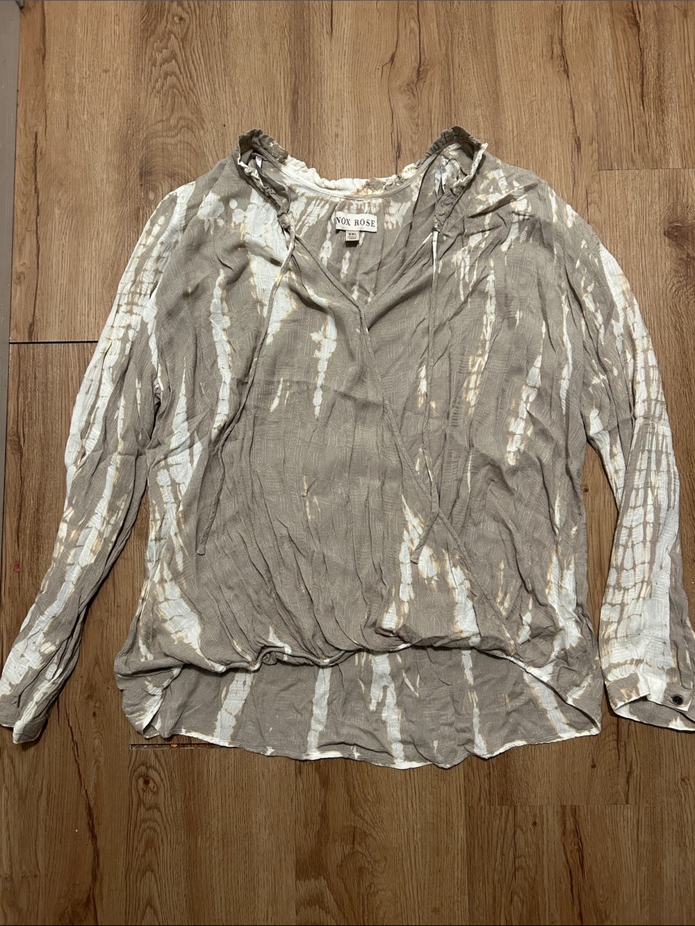 Knox Rose XXL Taupe Tie-Dye Top